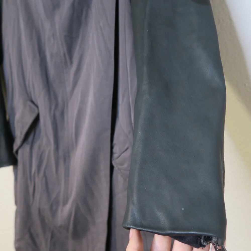 Allsaints Luna Parka Jacket Lamb Leather Sleeves Zip‎ Up Soft Minimalist Muted